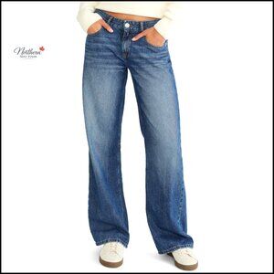 Low Rise Baggy Wide Leg Jeans, Recycled Cotton, Size 6, 32" Inseam